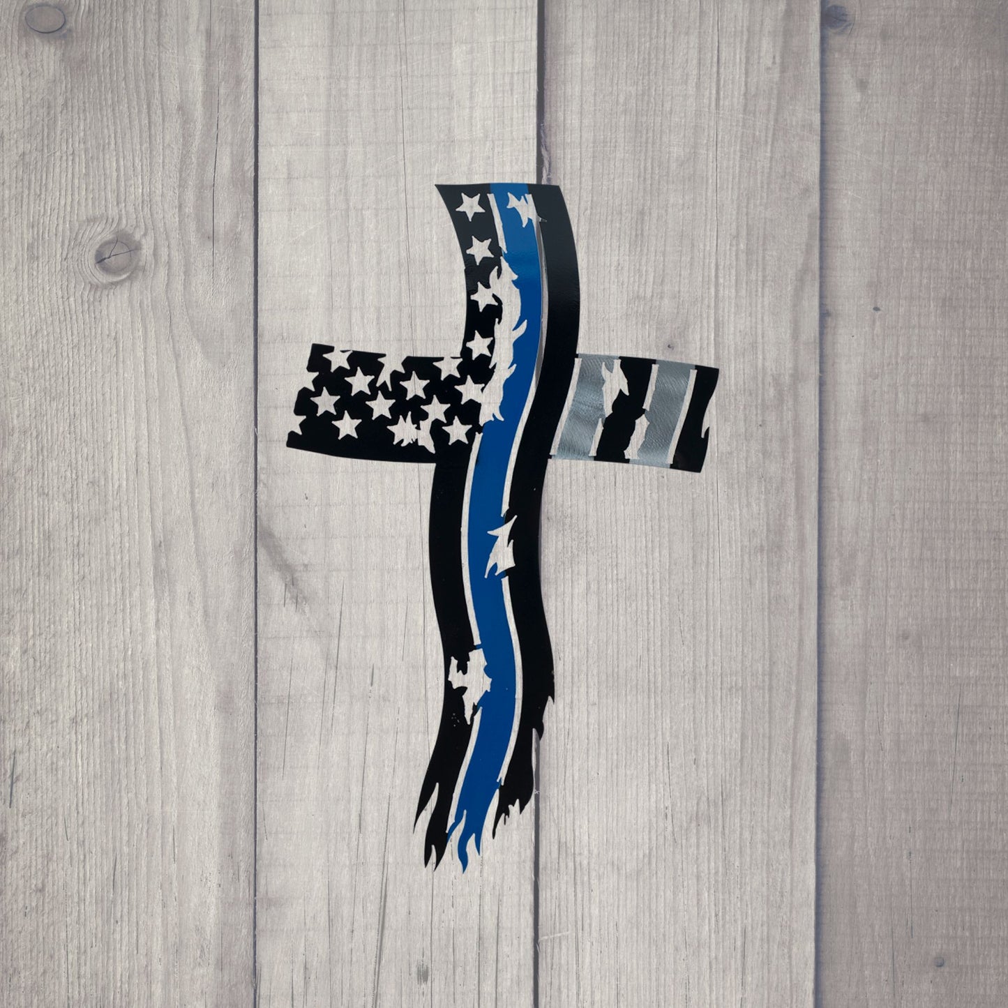 Blue Line Flag Cross