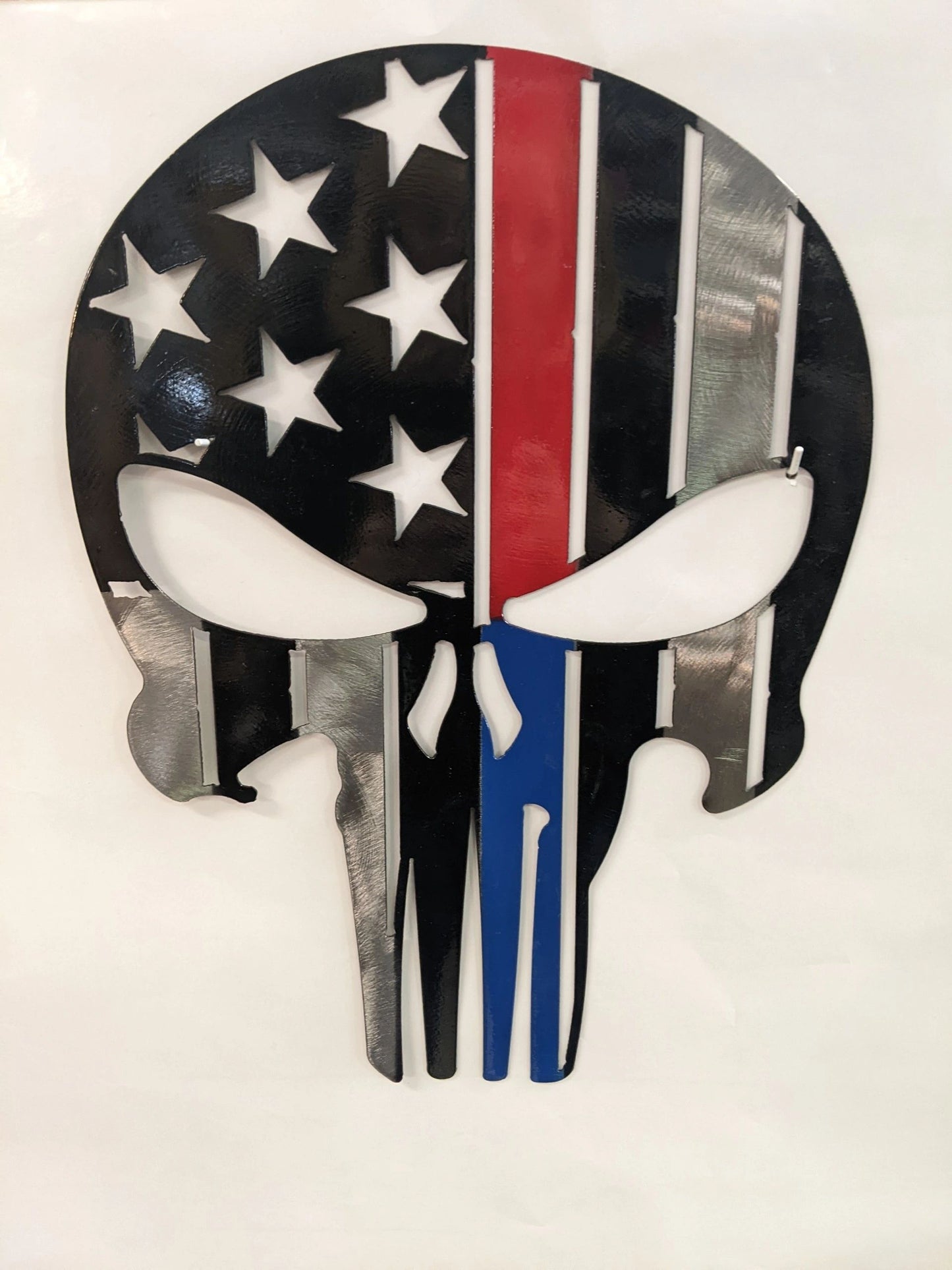 Punisher Skull - Red/Blue Line