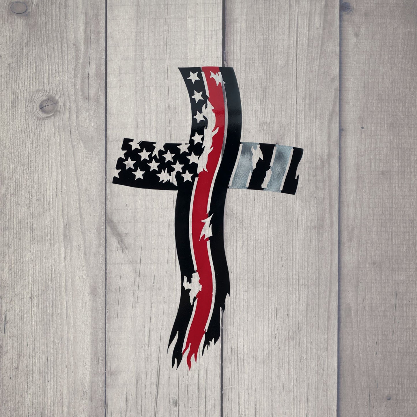 Red Line Fire Department Flag Cross