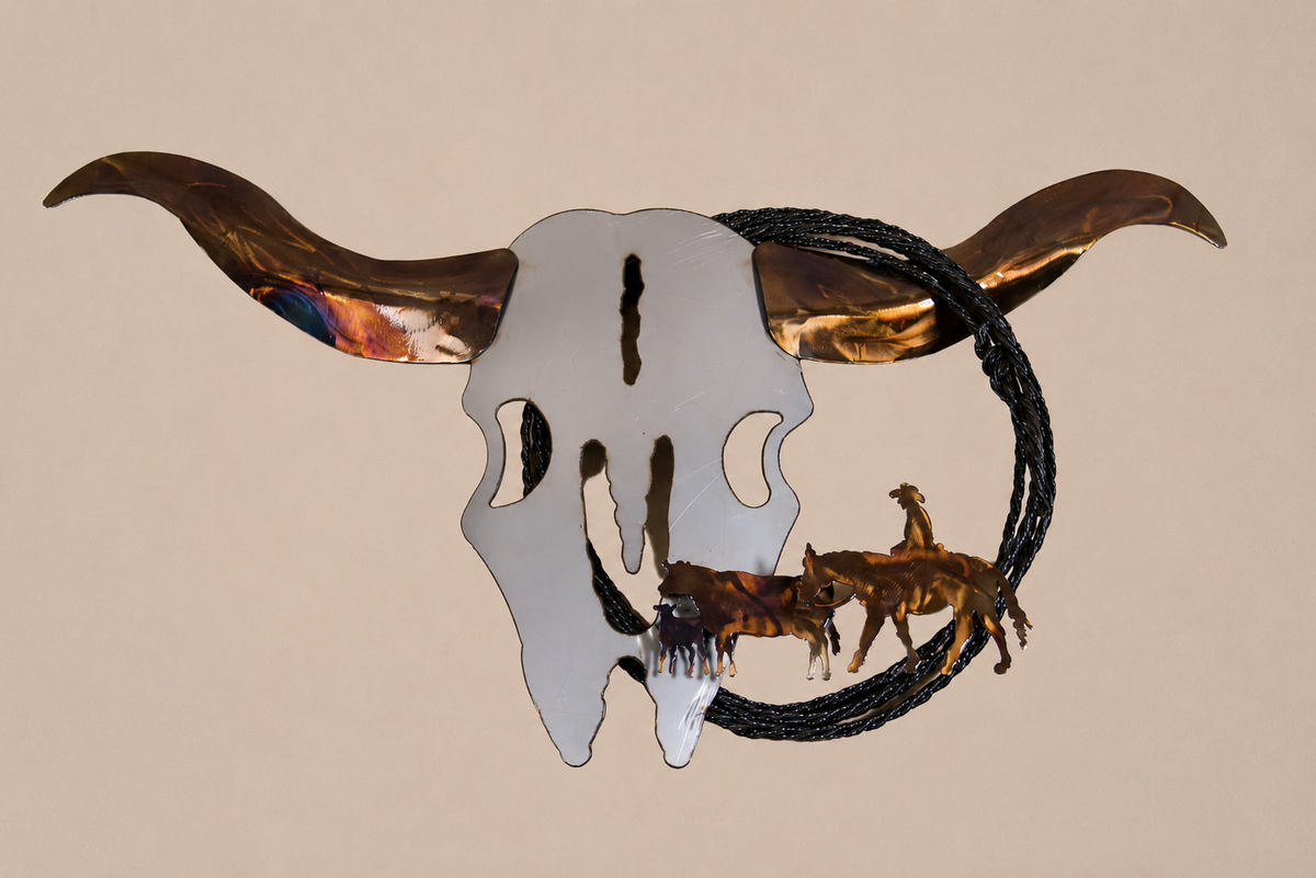 Bull Skull With Rope