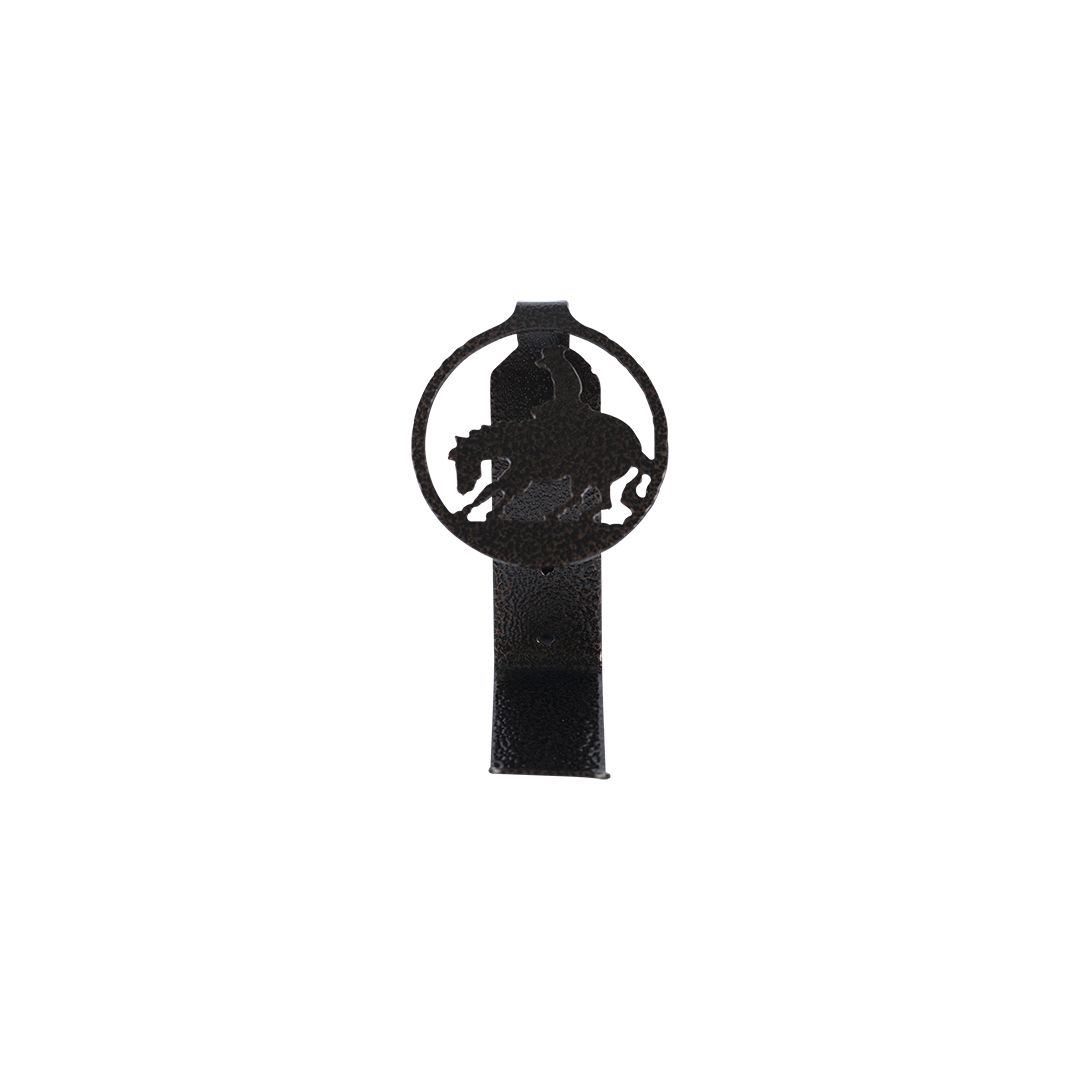 Bucking Cowboy Hat Hook - Textured Steel - Black Hammer, hand-made steel by Allwayz Mags