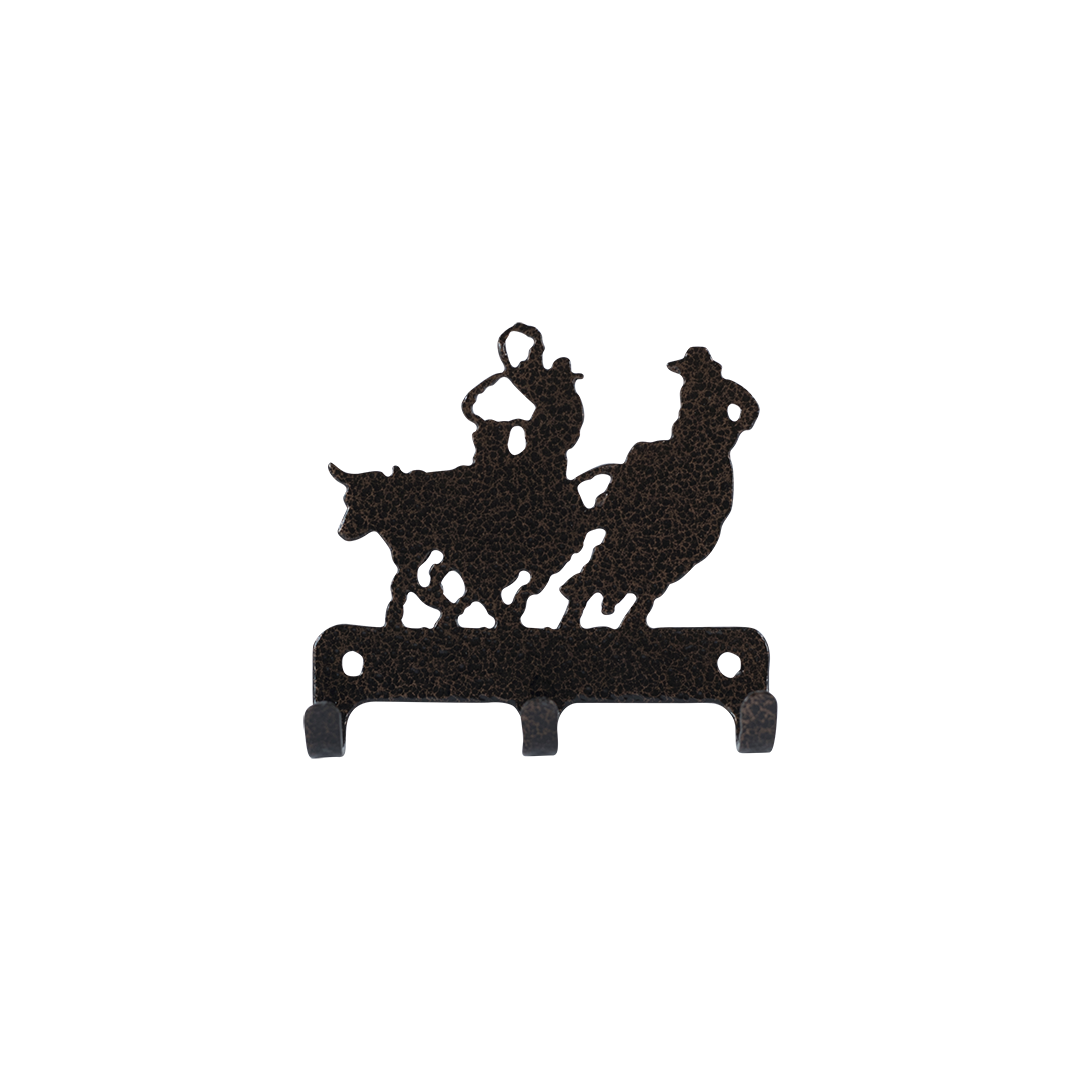 Team Roping Key Holder Triple - Textured Black Steel - Coppervein, hand-made steel by Allwayz Mags