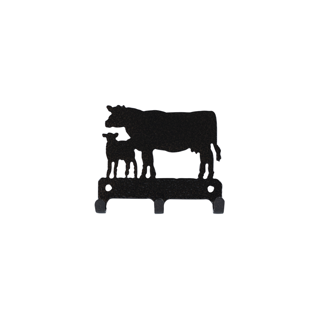 Cow and Calf Key Holder Triple - Textured Black Steel - Coppervein, hand-made steel by Allwayz Mags