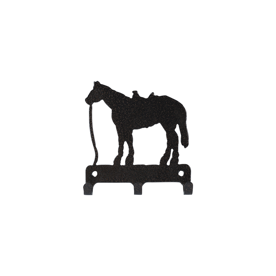 Saddled Horse Key Holder Triple - Textured Black Steel - Coppervein, hand-made steel by Allwayz Mags