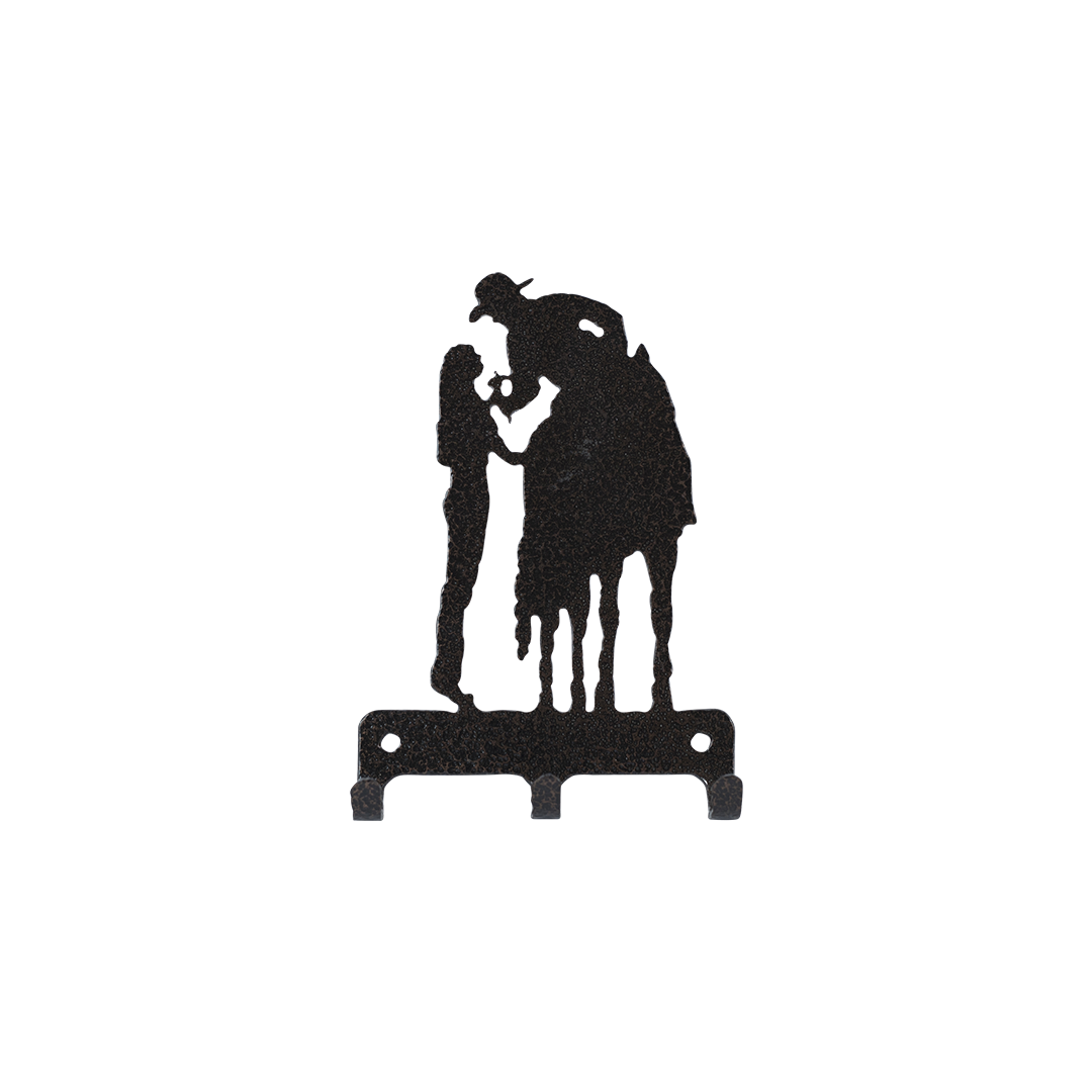 Couple With Horse Key Holder Triple - Textured Black Steel - Coppervein, hand-made steel by Allwayz Mags