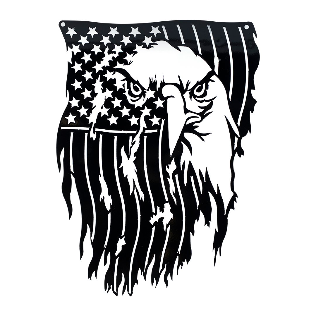 Eagle Flag - Black 20" X 27" - Metal Sign