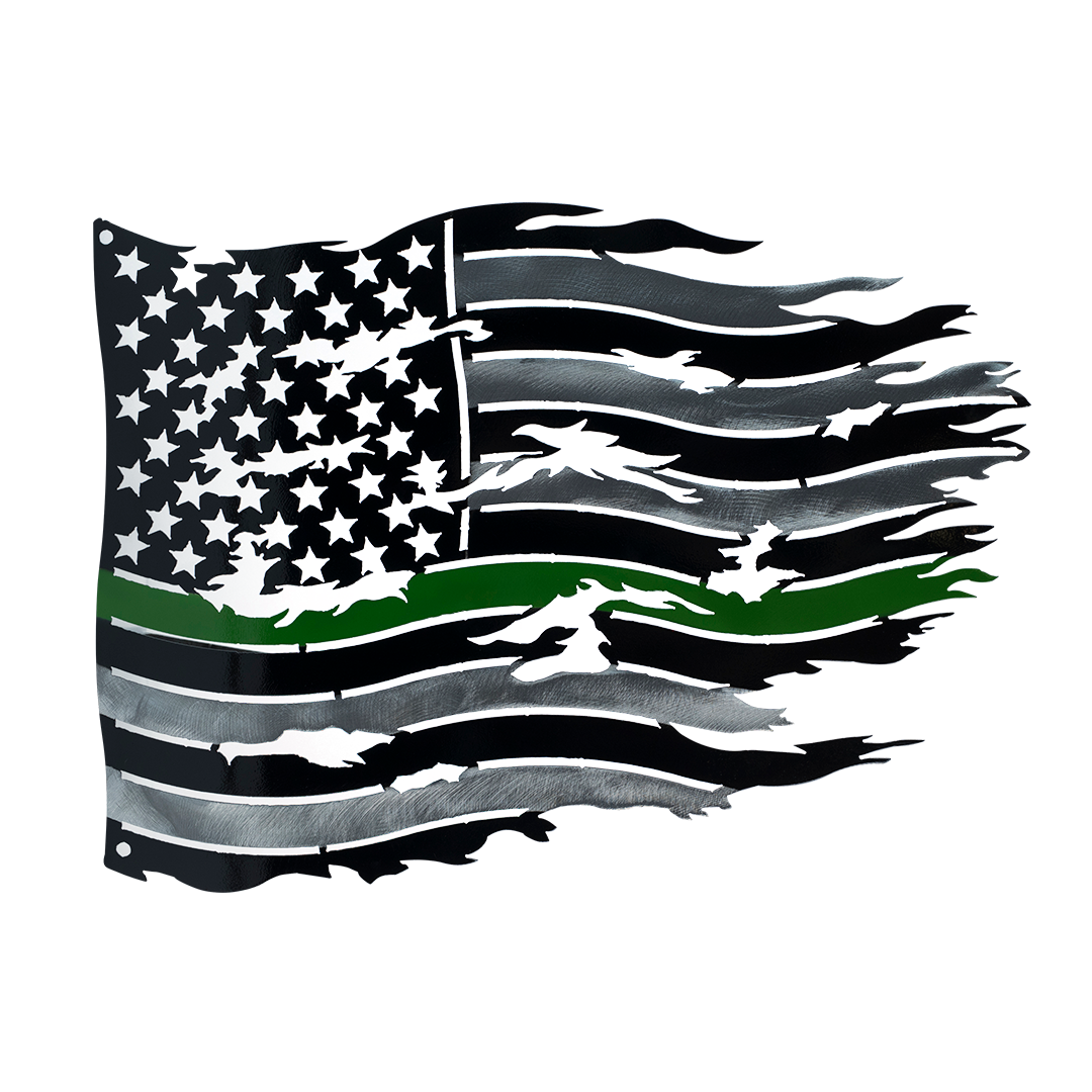 Black Silver Green line Flag