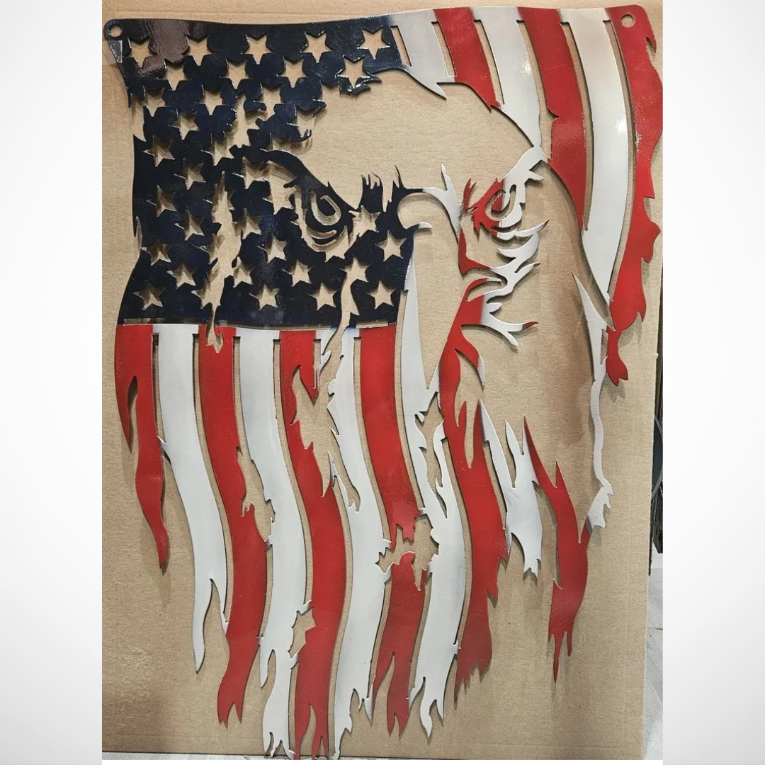 Eagle Flag - Red White Blue - Metal Sign