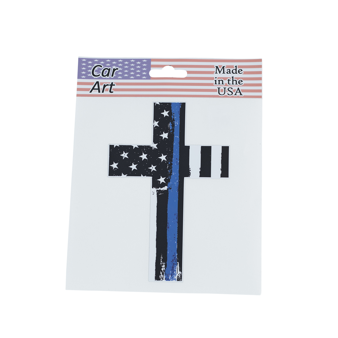Flag Cross (Blue Line) - Vinyl Decal