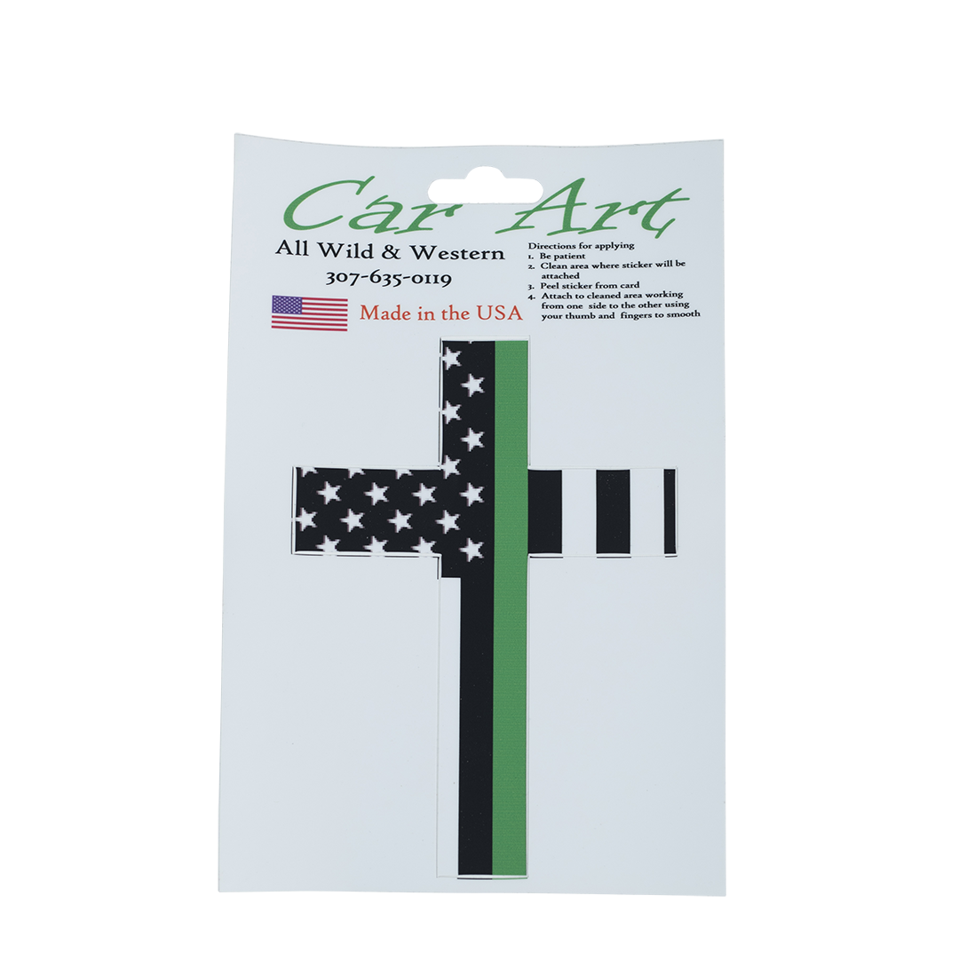 Flag Cross (Green Line) - Vinyl Decal