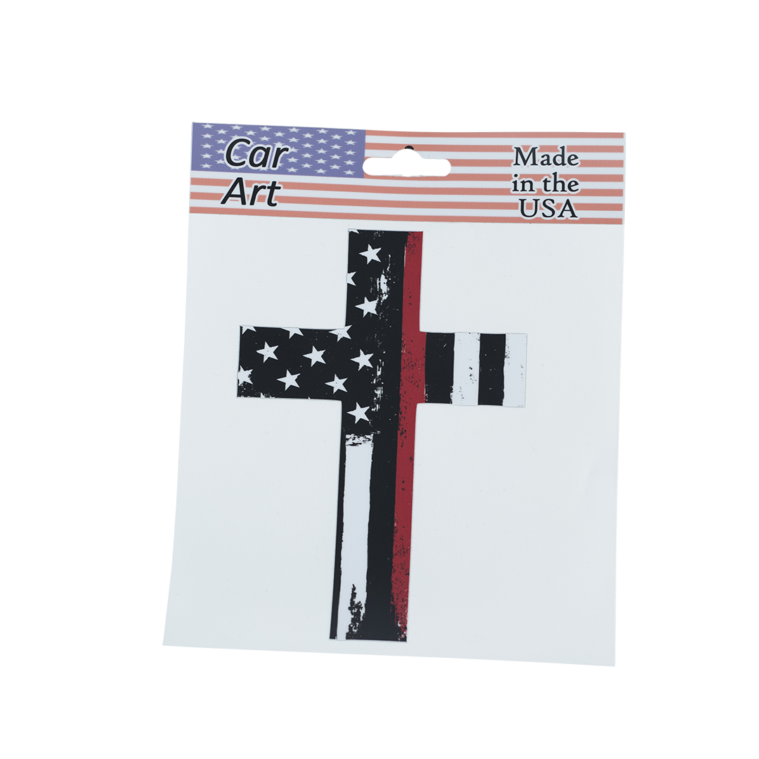 Flag Cross (Red Line) - Vinyl Decal