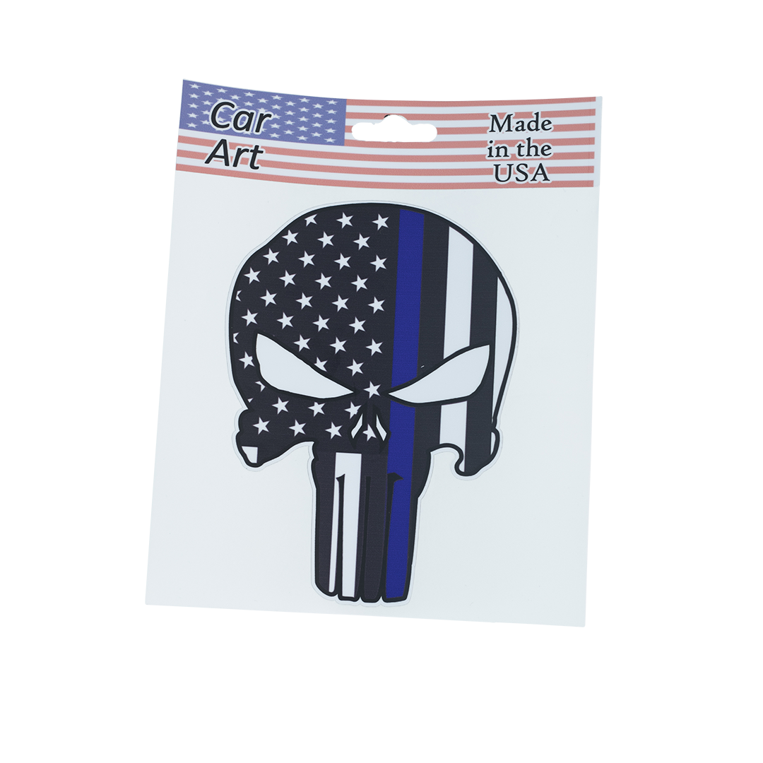 Flag Skull (Blue Line) - Vinyl Decal