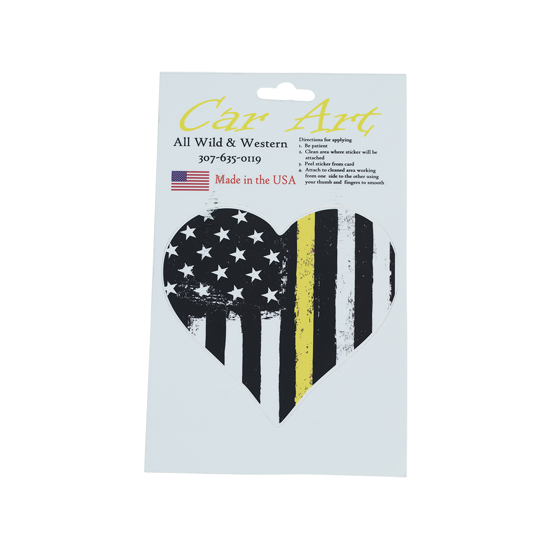 Heart Flag Yellow Line - Vinyl Decal