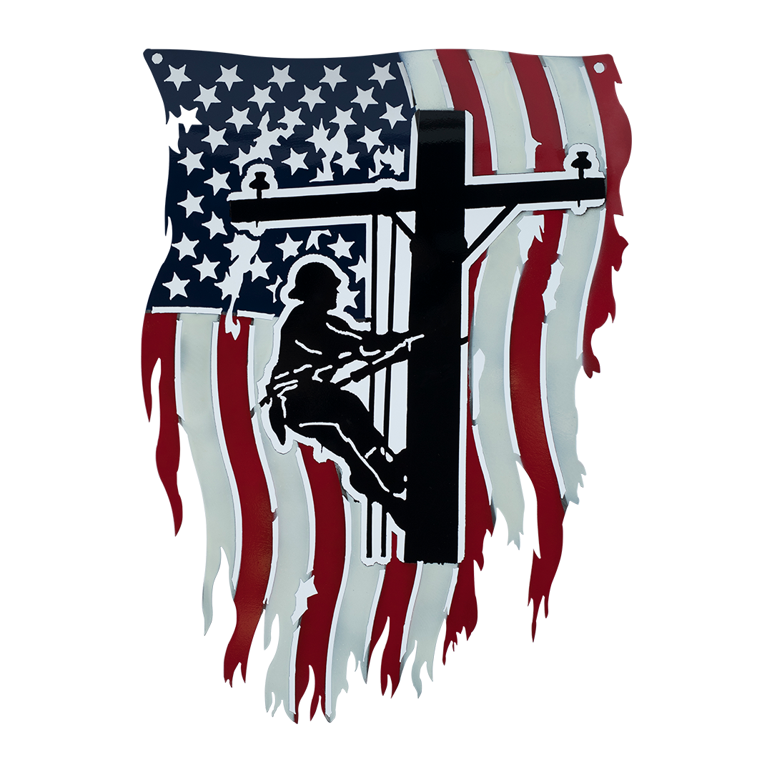 Lineman Flag 27" X 20" - Metal Sign