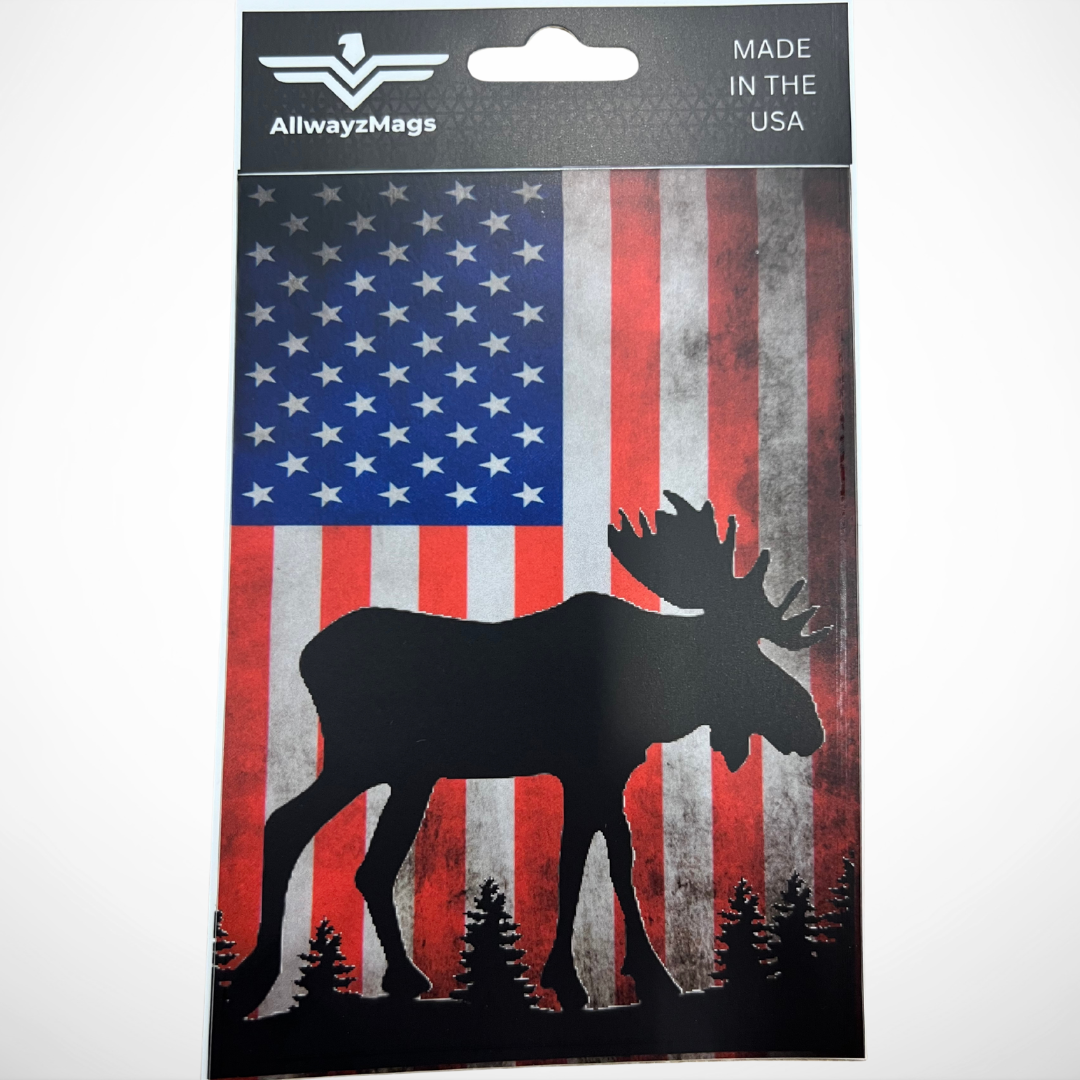 Moose Silhouette US Flag - Vinyl Decal