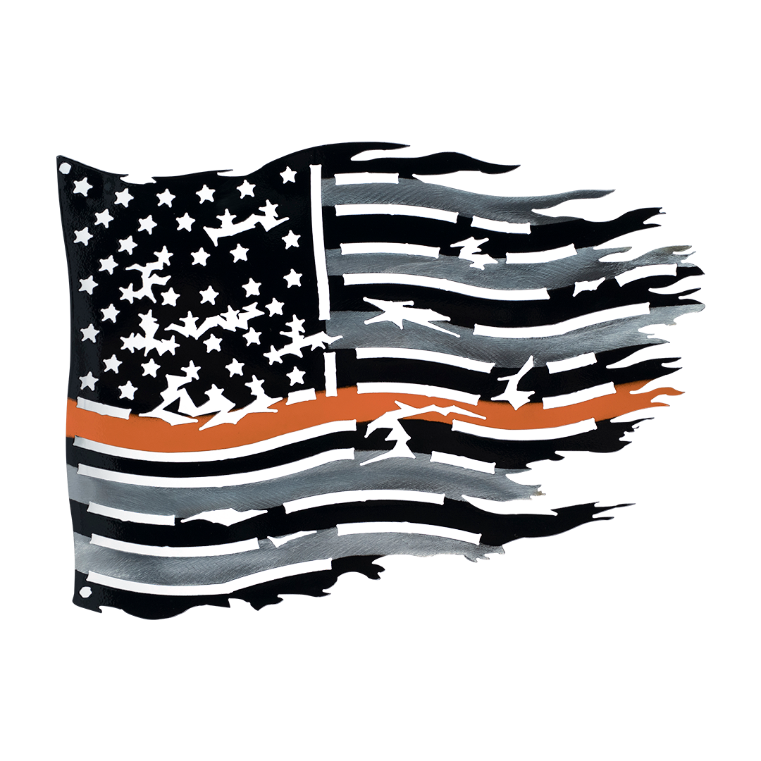 USA Orange Line flag/Silver (Search and Rescue personnel and EMS)- Metal Sign