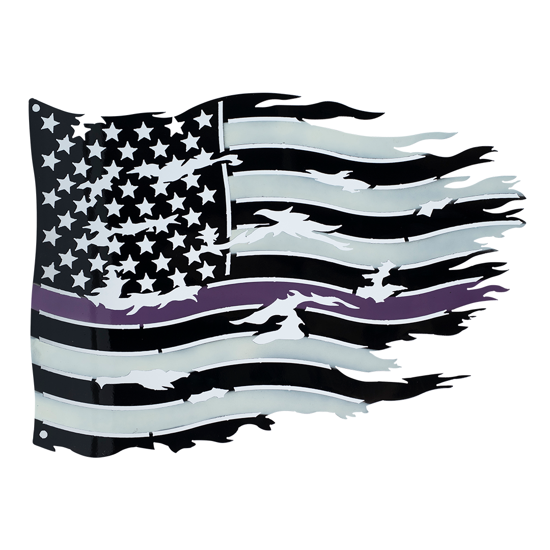 USA Purple Line Flag/White (security professionals)- Metal Sign