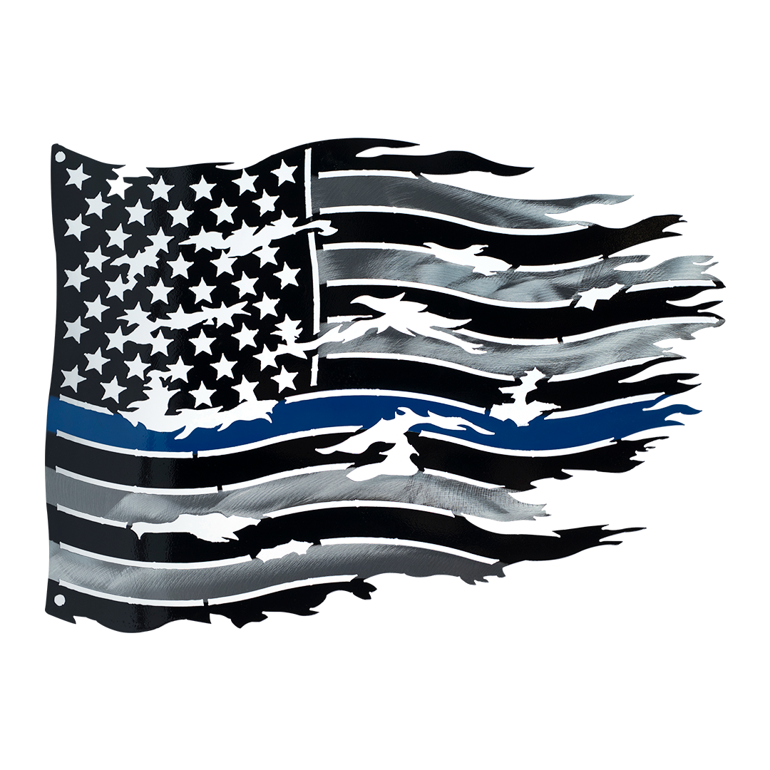 USA Thin Blue Line flag/Silver - Metal Sign