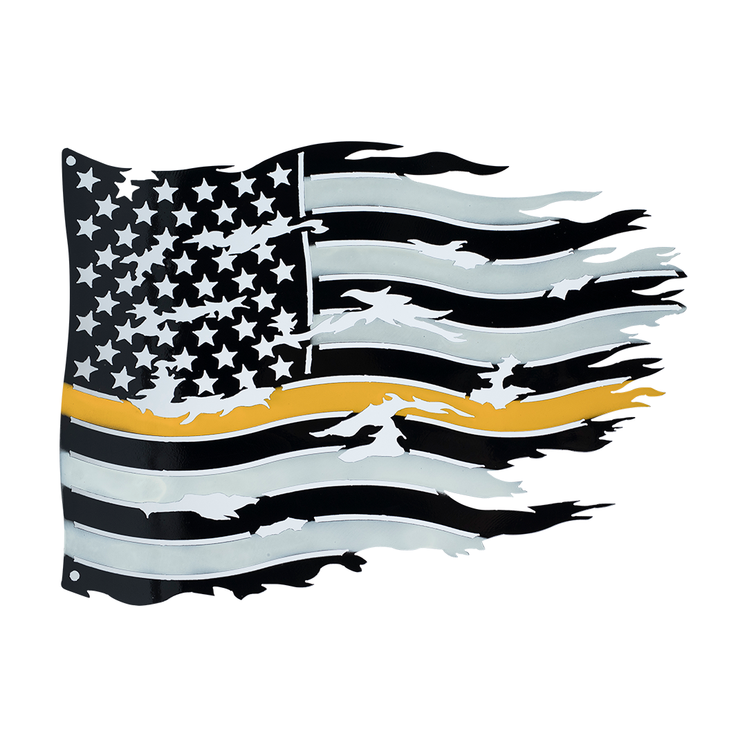 USA Yellow Line Flag/White(first responders and essential workers)- Metal Sign