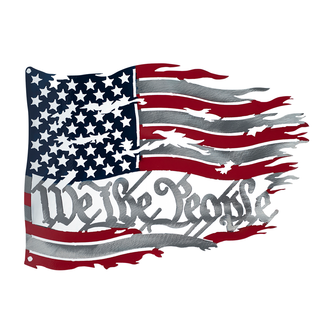 We The People Red Silver and Blue Flag - Metal Sign