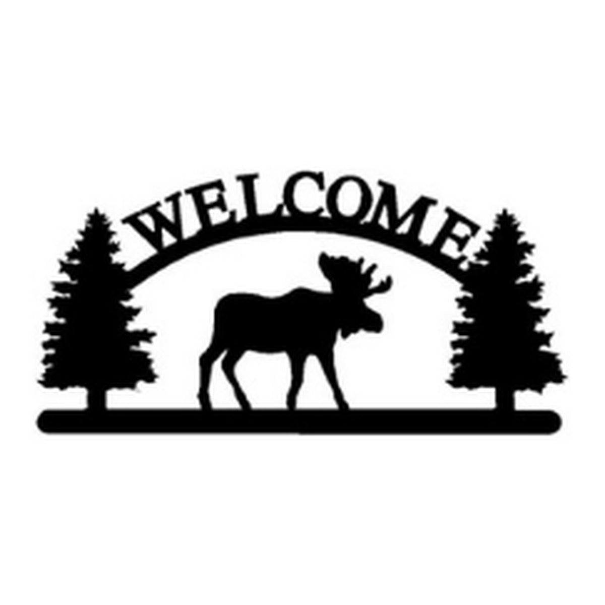 Moose – Welcome Sign with Scene, Pine Trees