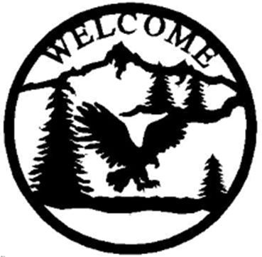 EAGLE WELCOME ROUND METAL WALL HANGING