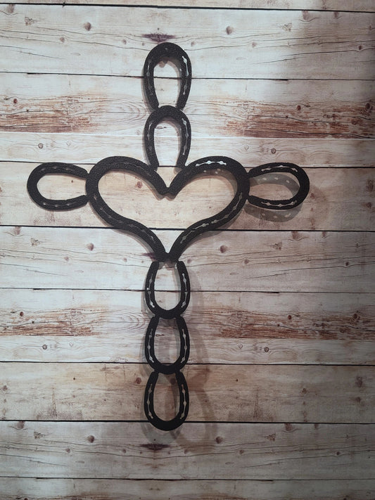 Horseshoe heart cross