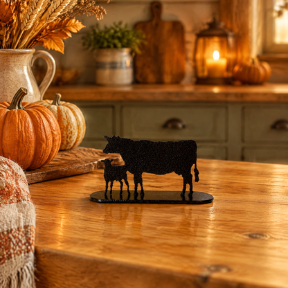 Cow and calf metal decorative accent on a farmhouse table – AllwayzMags