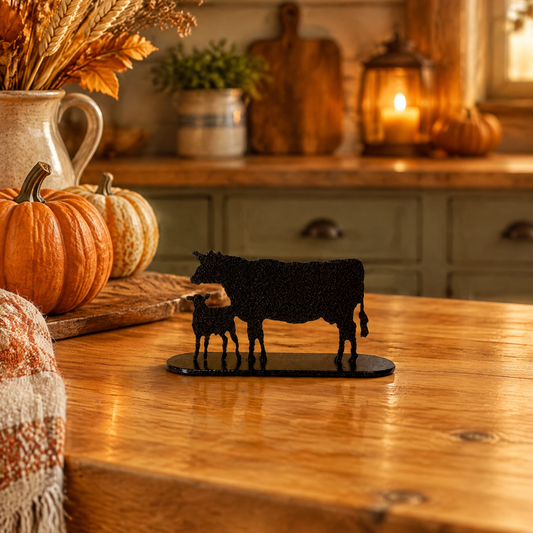 Cow and calf metal decorative accent on a farmhouse table – AllwayzMags