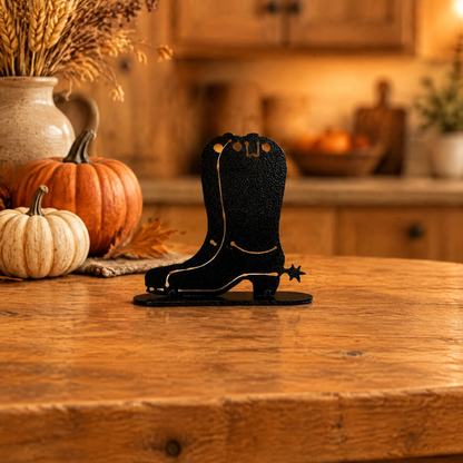 Cowboy boot metal decorative accent on a kitchen counter – AllwayzMags