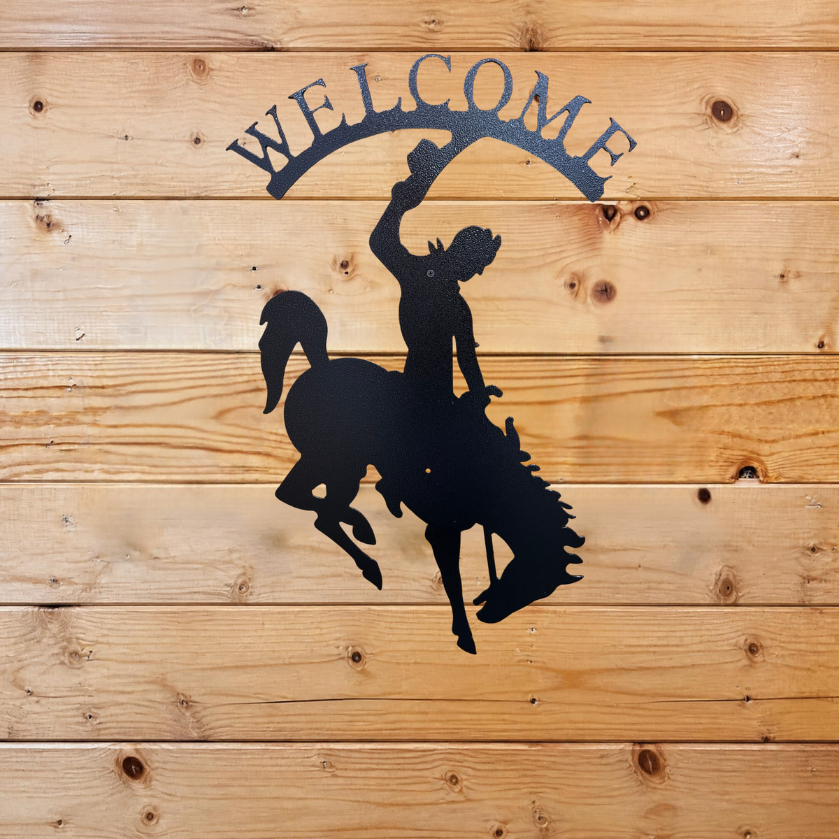 Wyoming Bronc Welcome arched on top