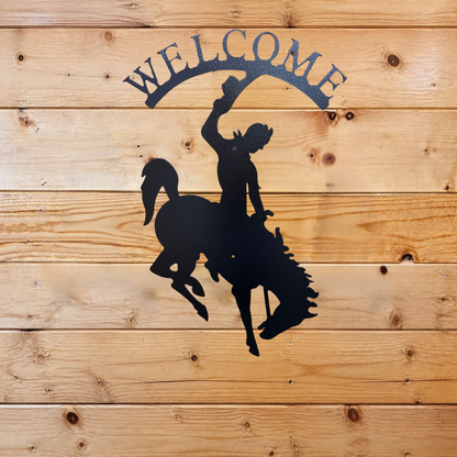 Wyoming Bronc Welcome arched on top