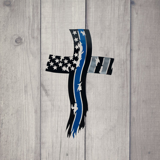 Blue Line Flag Cross