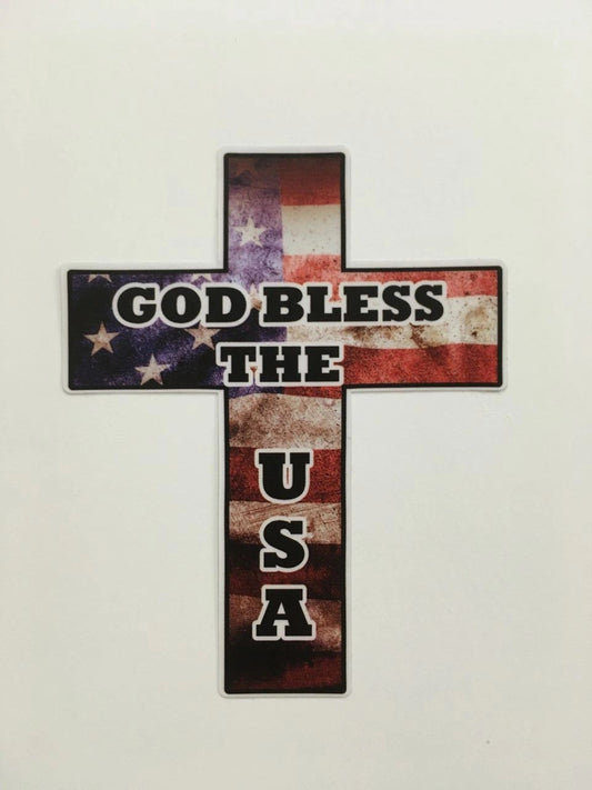 Cross God Bless The USA RWB - Decals