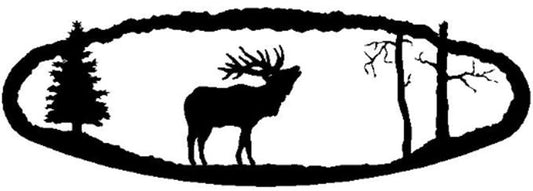 BULL ELK 1 OVAL METAL WALL HANGING