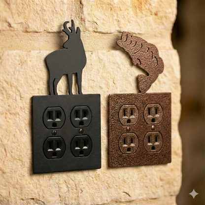 Metal double outlet covers in Black Hammertone and Coppervein – AllwayzMags