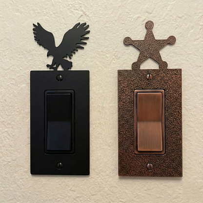 Metal rocker switch covers, single size, in Black Hammertone and Coppervein – AllwayzMags