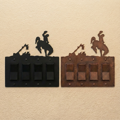 Metal rocker switch covers, quad size, in Black Hammertone and Coppervein – AllwayzMags
