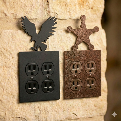 Metal double outlet covers in Black Hammertone and Coppervein – AllwayzMags