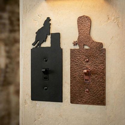 Metal light switch covers, single size, in Black Hammertone and Coppervein – AllwayzMags