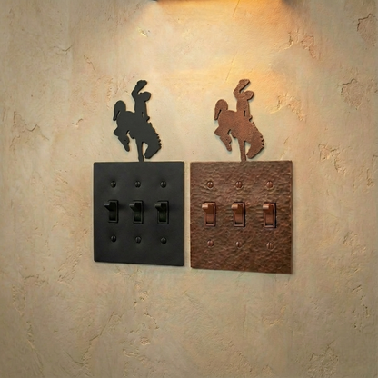 Metal light switch covers, triple size, in Black Hammertone and Coppervein – AllwayzMags