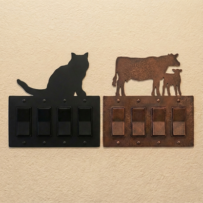 Metal rocker switch covers, quad size, in Black Hammertone and Coppervein – AllwayzMags