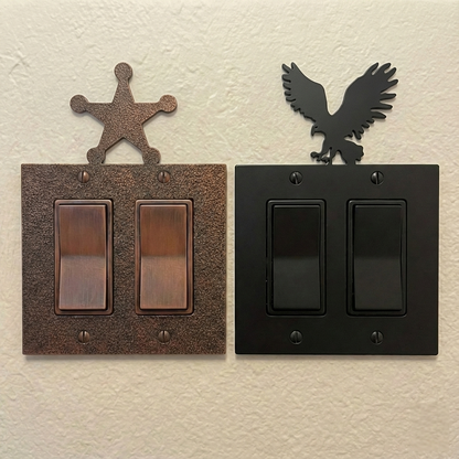 Metal rocker switch covers, double size, in Black Hammertone and Coppervein – AllwayzMags
