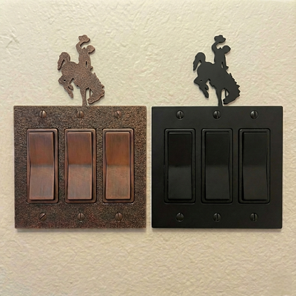 Metal rocker switch covers, triple size, in Black Hammertone and Coppervein – AllwayzMags