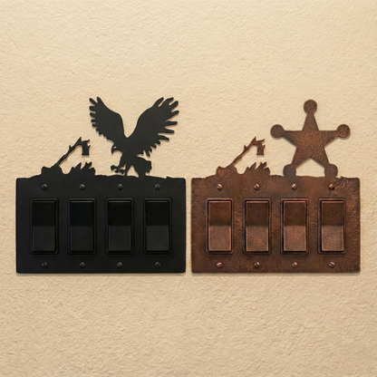 Metal rocker switch covers, quad size, in Black Hammertone and Coppervein – AllwayzMags