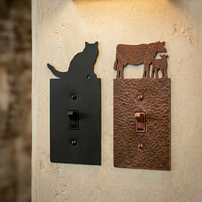 Metal light switch covers, single size, in Black Hammertone and Coppervein – AllwayzMags
