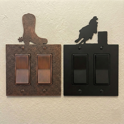 Metal rocker switch covers, double size, in Black Hammertone and Coppervein – AllwayzMags