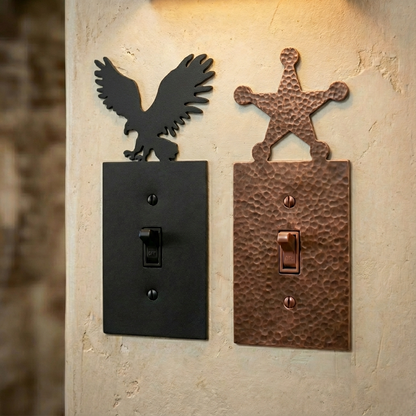 Metal light switch covers, single size, in Black Hammertone and Coppervein – AllwayzMags