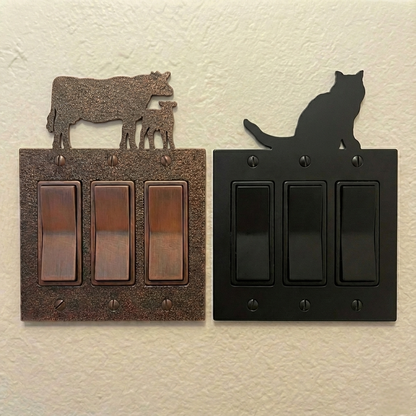 Metal rocker switch covers, triple size, in Black Hammertone and Coppervein – AllwayzMags