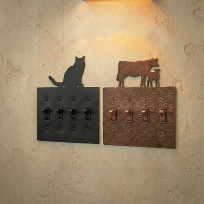 Metal light switch covers, quad size, in Black Hammertone and Coppervein – AllwayzMags